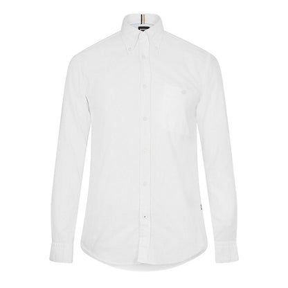White - Front - Boss Mens Plain Oxford Button-Down Shirt