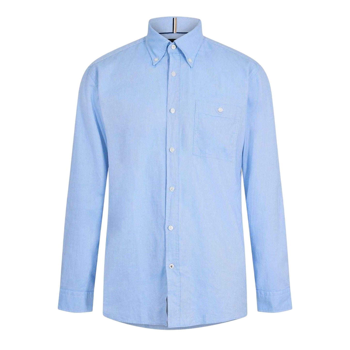 Pastel Blue - Front - Boss Mens Plain Oxford Button-Down Shirt