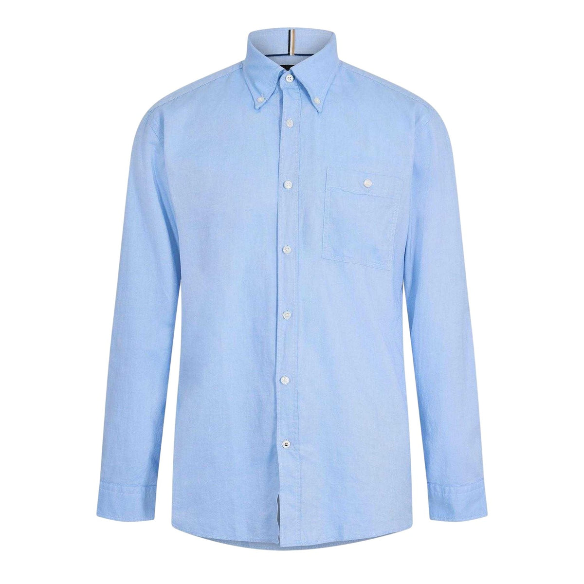 Pastel Blue - Front - Boss Mens Plain Oxford Button-Down Shirt