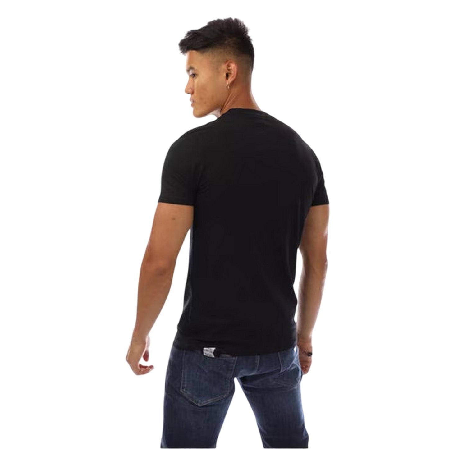 Black-White - Back - Aquascutum Mens Shield Logo Crew Neck T-Shirt