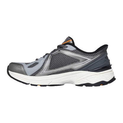 Grey-Orange - Back - Skechers Mens Mesh Metallic Insert Trainers