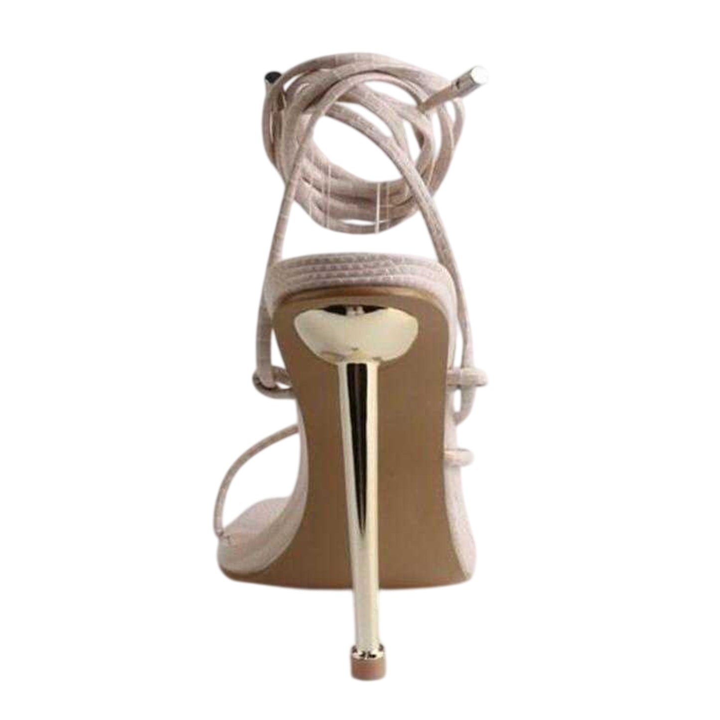 Cream - Back - Chic Womens-Ladies Snakeskin Leather Stiletto Heel Sandals