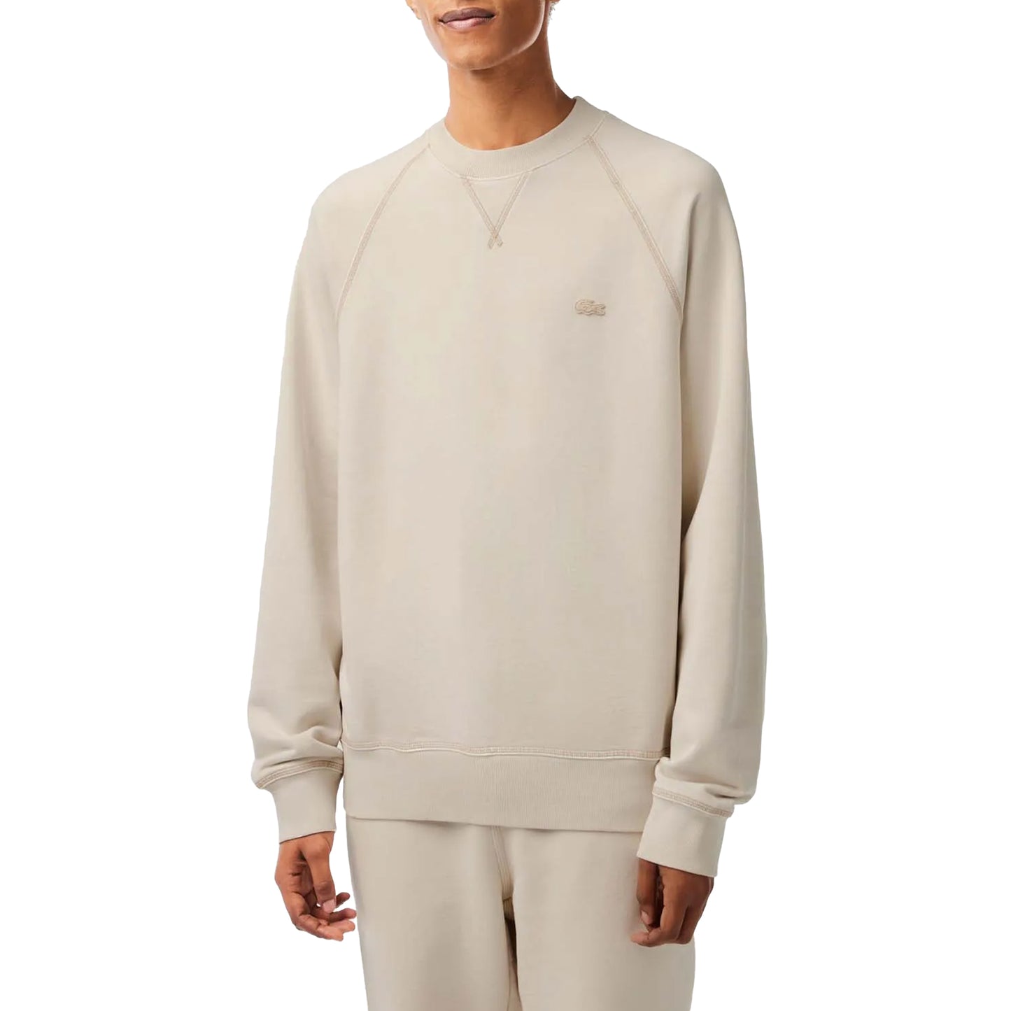 Beige - Side - Lacoste Unisex Adult Organic Cotton Sweatshirt