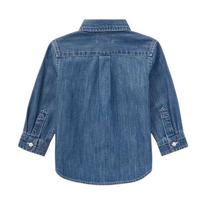 Dark Blue - Back - Ralph Lauren Childrens-Kids Denim Long-Sleeved Button-Down Shirt