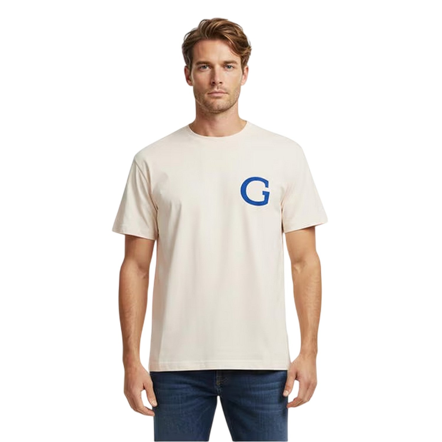 Cream - Side - Gant Mens Graphic Print T-Shirt