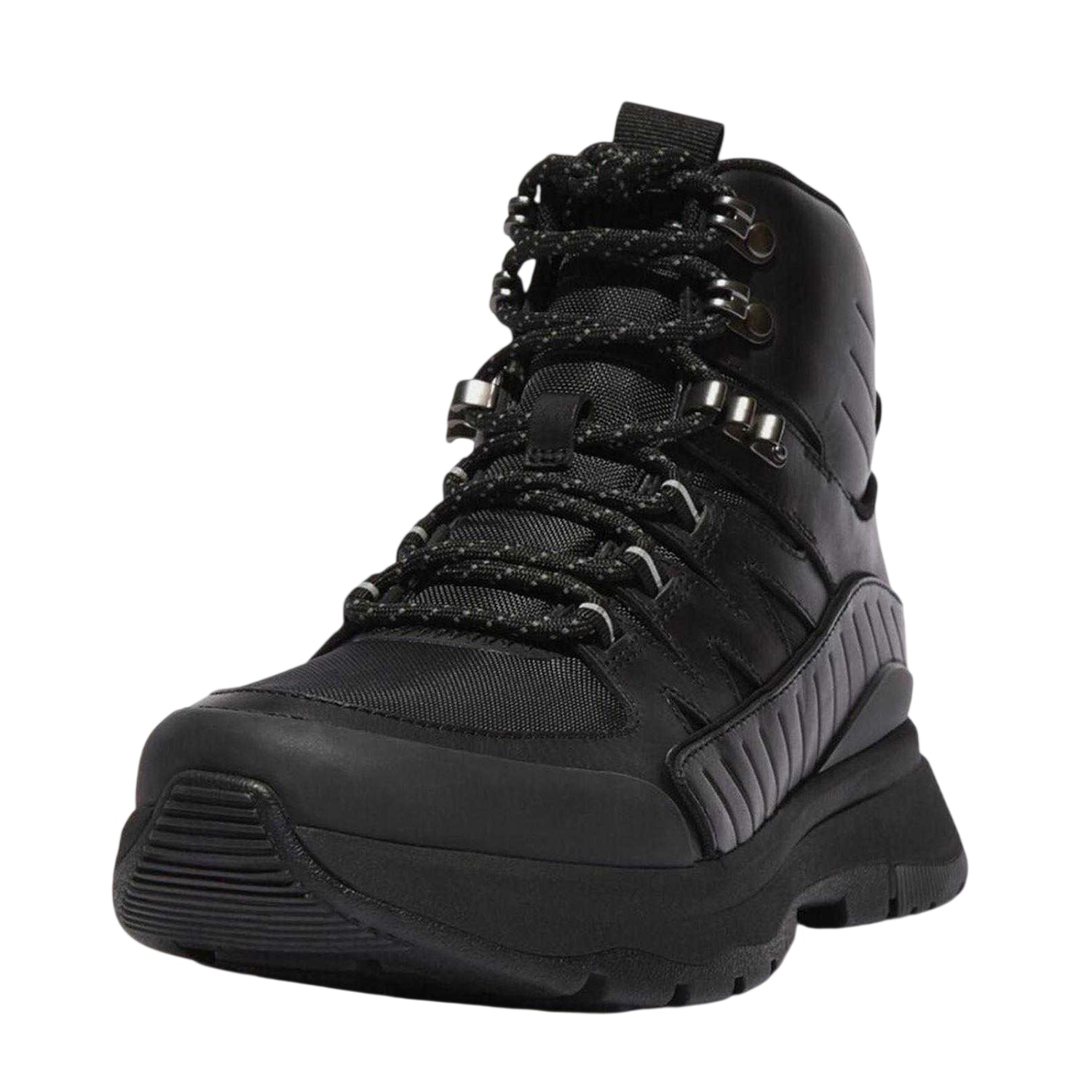 Black - Side - FitFlop Womens-Ladies D Hyker Leather Walking Boots