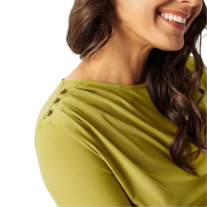 Chartreuse - Side - Biba Womens-Ladies Button Detail Blouse