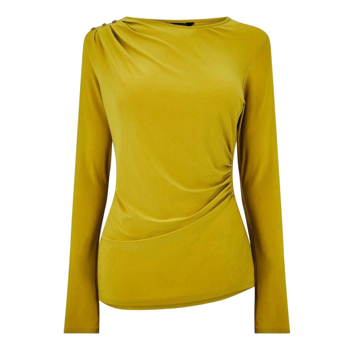 Chartreuse - Front - Biba Womens-Ladies Button Detail Blouse