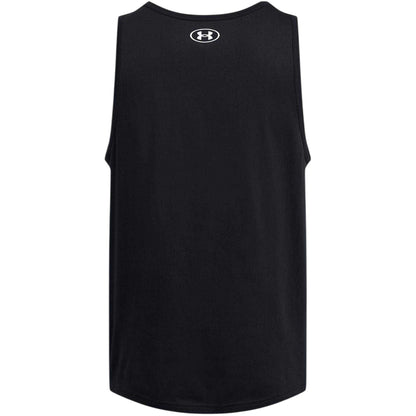 Black-White - Back - Under Armour Mens Large Logo Scoop Neck Regular Tank Top