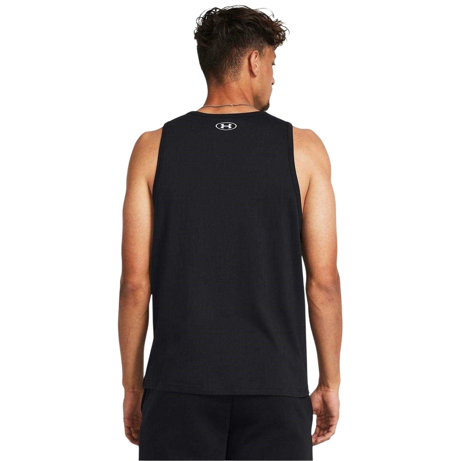 Black-White - Lifestyle - Under Armour Mens Large Logo Scoop Neck Regular Tank Top