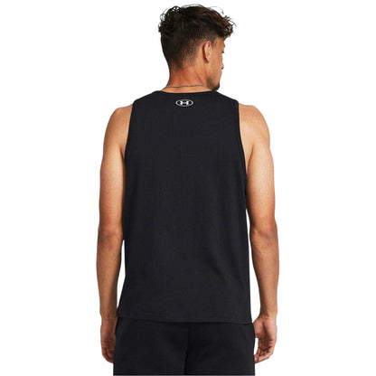 Black-White - Lifestyle - Under Armour Mens Large Logo Scoop Neck Regular Tank Top