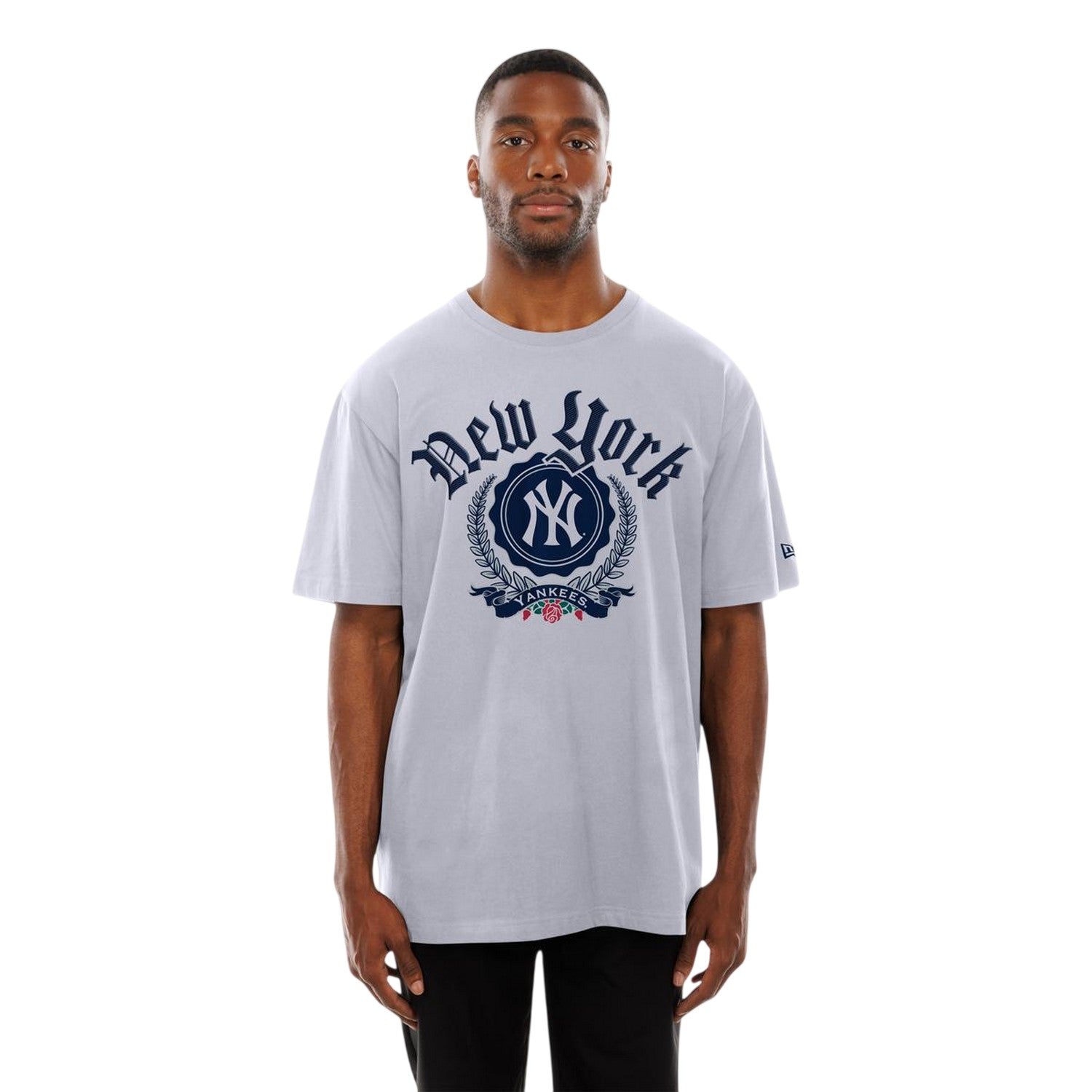 White - Side - New Era Mens MLB Throwback New York Yankees Oversized T-Shirt