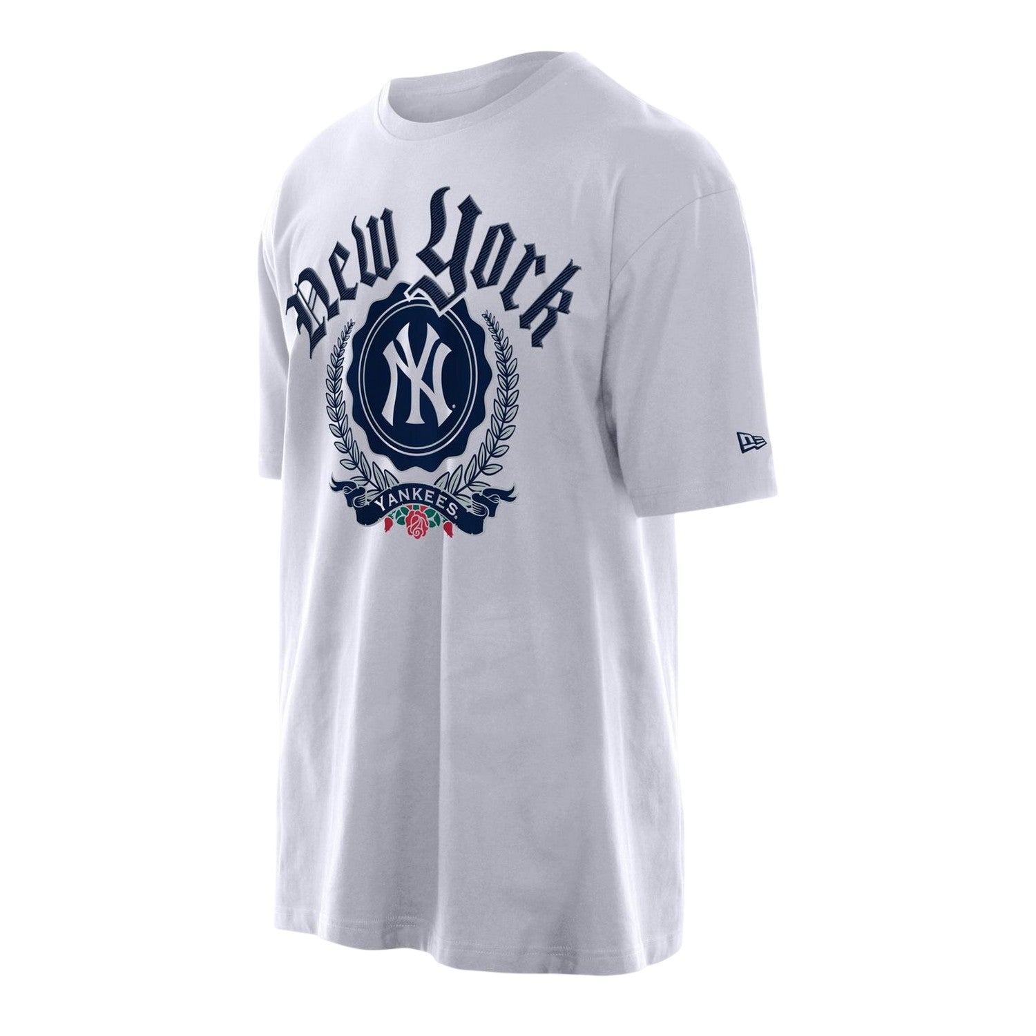 White - Front - New Era Mens MLB Throwback New York Yankees Oversized T-Shirt