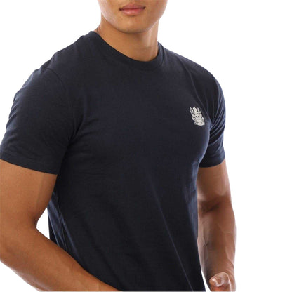 Navy-White - Side - Aquascutum Mens Chest Logo Crew Neck T-Shirt