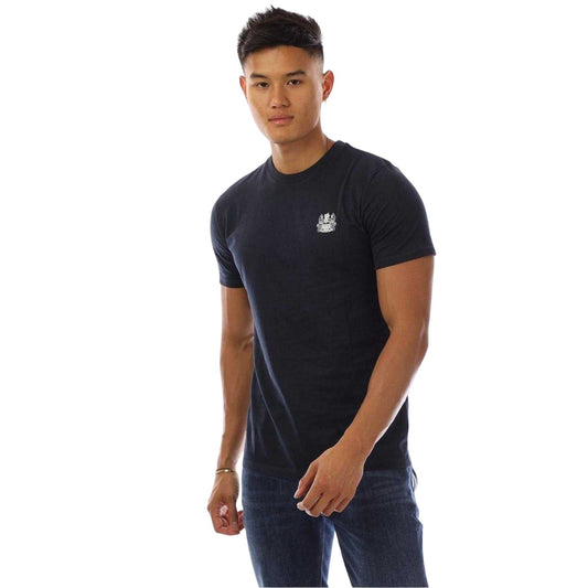 Navy-White - Front - Aquascutum Mens Chest Logo Crew Neck T-Shirt