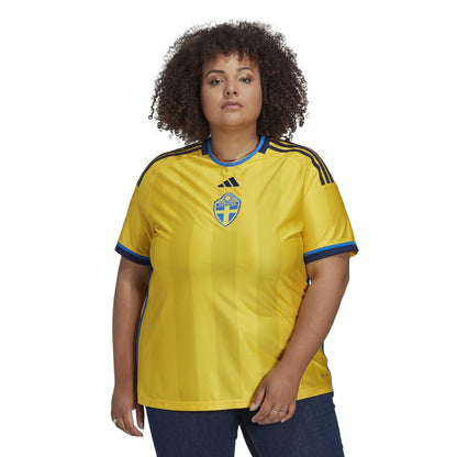 Yellow - Side - Adidas Womens-Ladies 2022 Sweden FA Home Jersey