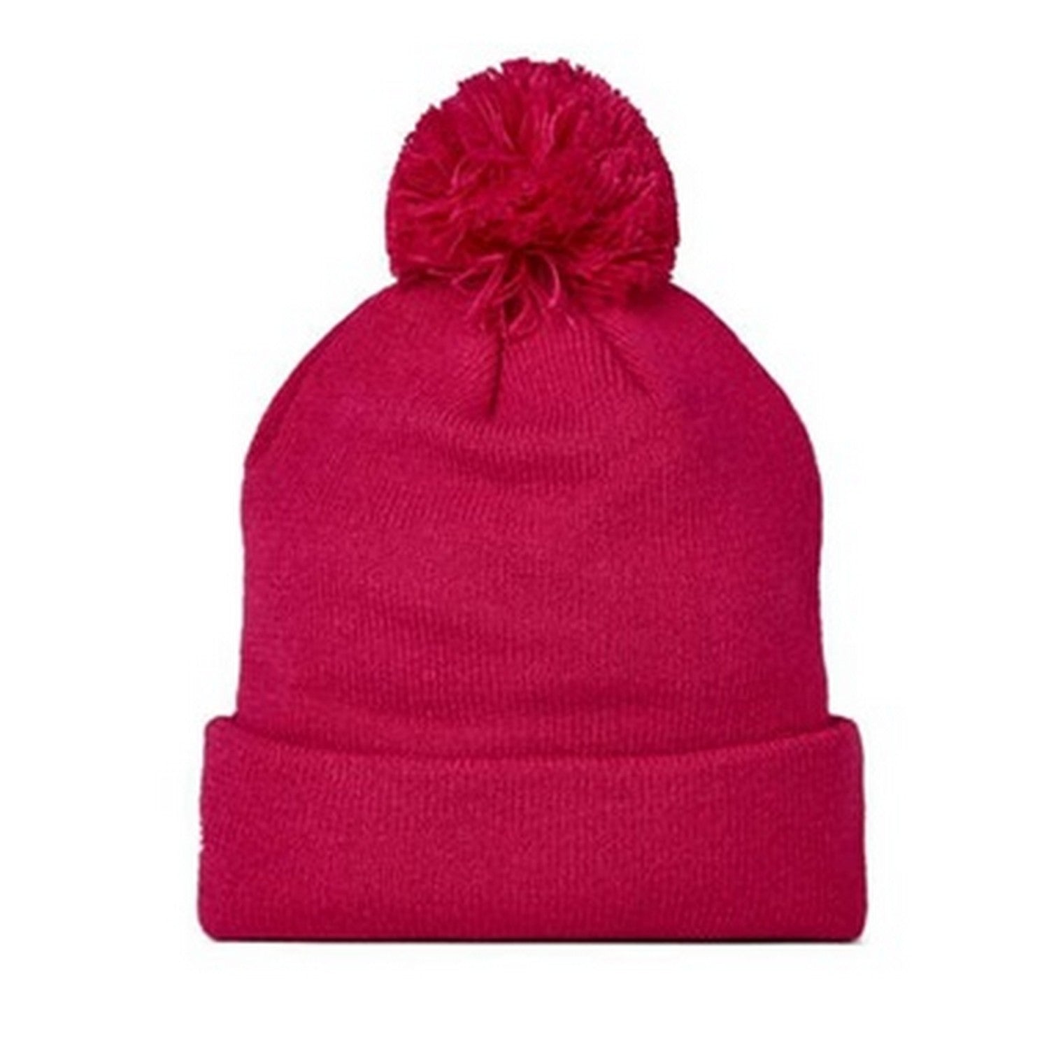 Dark Pink - Back - New Era Childrens-Kids Zebra Pom Pom Beanie