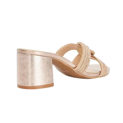 Rose Gold - Back - Dune London Womens-Ladies Embellished Low Block Heel Mules