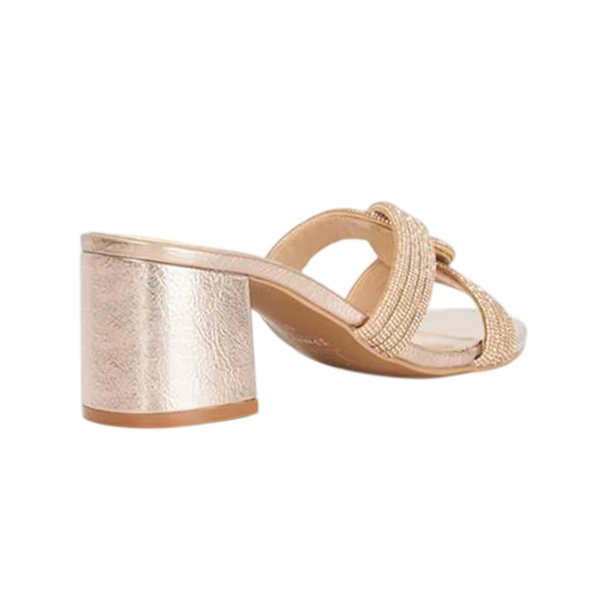 Rose Gold - Back - Dune London Womens-Ladies Embellished Low Block Heel Mules