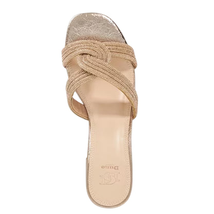 Rose Gold - Side - Dune London Womens-Ladies Embellished Low Block Heel Mules