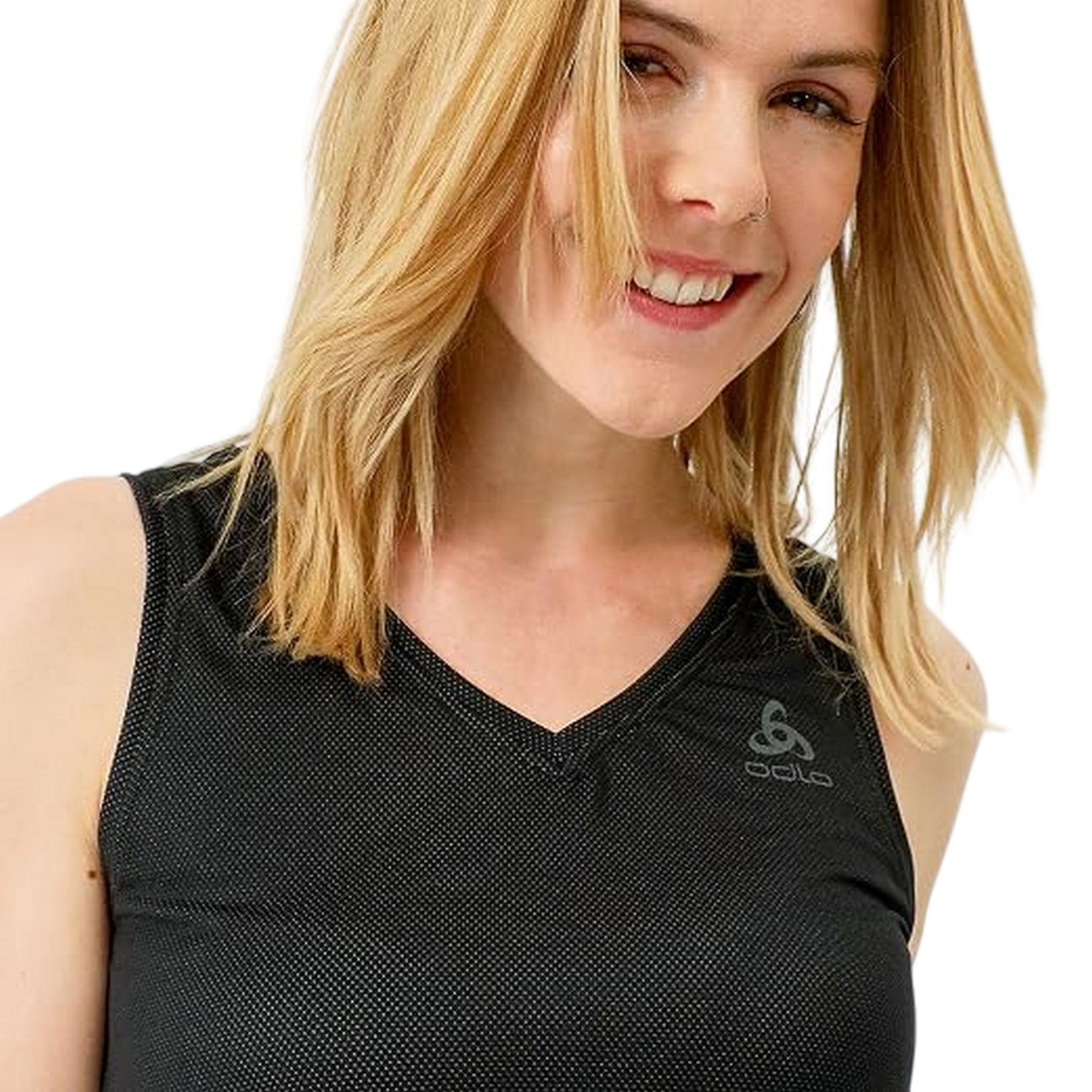 Black - Side - Odlo Womens-Ladies V Neck Tank Top