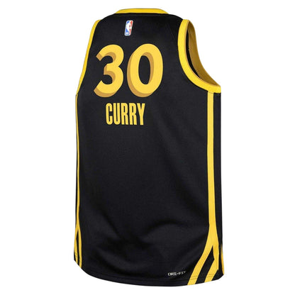 Black - Back - Nike Boys Stephen Curry Golden State Warriors Basketball Jersey