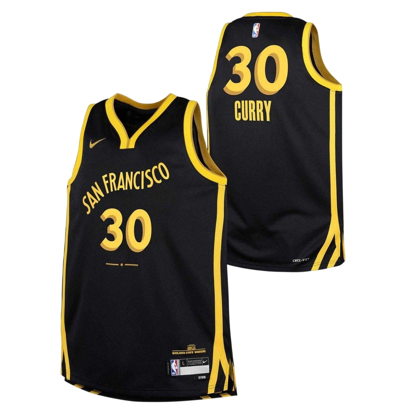 Black - Side - Nike Boys Stephen Curry Golden State Warriors Basketball Jersey