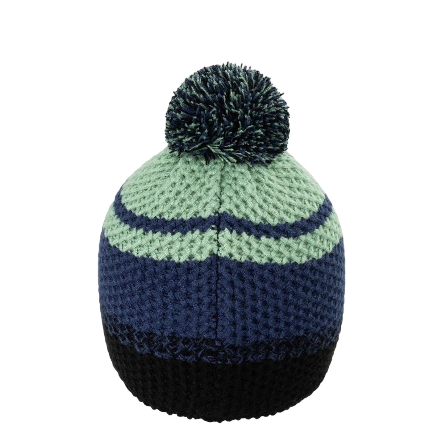 Blue - Back - Campri Childrens-Kids Raise Striped Pom Pom Beanie