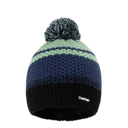 Blue - Front - Campri Childrens-Kids Raise Striped Pom Pom Beanie