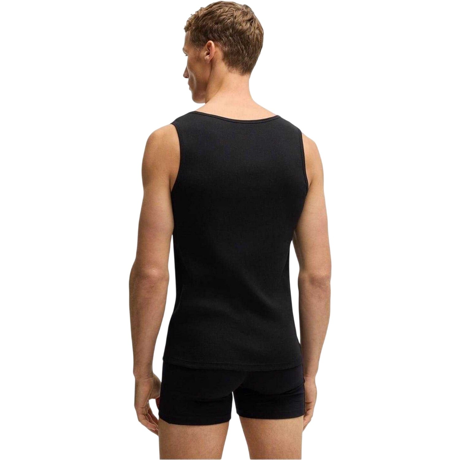 Black - Back - Boss Mens Scoop Neck Regular Tank Top (Pack of 3)