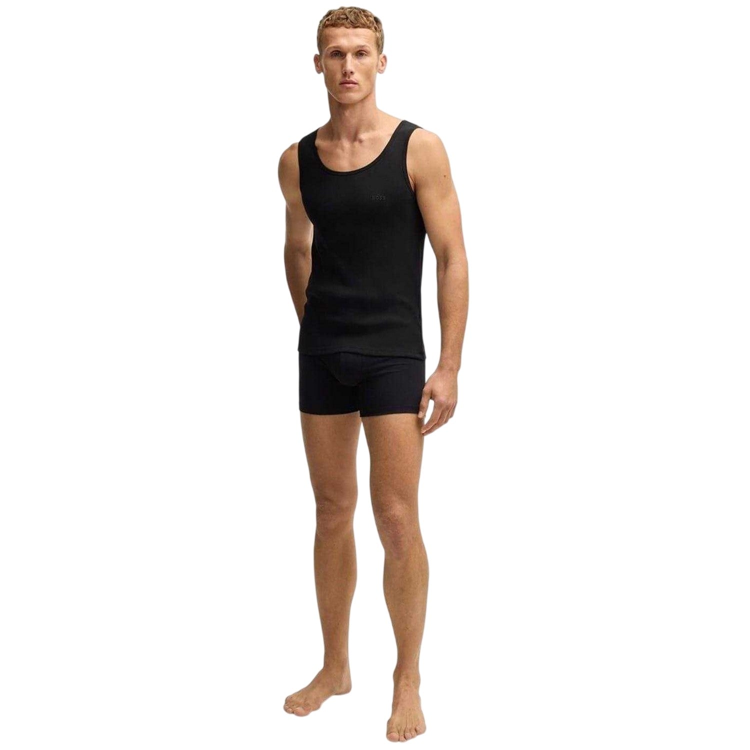 Black - Lifestyle - Boss Mens Scoop Neck Regular Tank Top (Pack of 3)