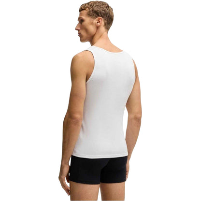 White - Back - Boss Mens Scoop Neck Regular Tank Top (Pack of 3)
