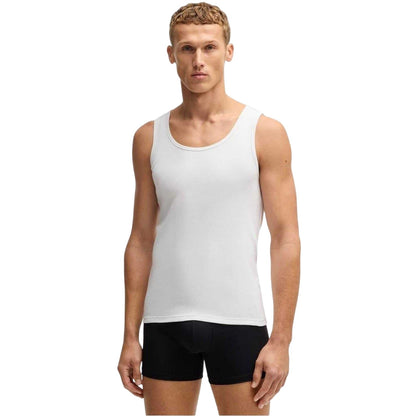 White - Side - Boss Mens Scoop Neck Regular Tank Top (Pack of 3)