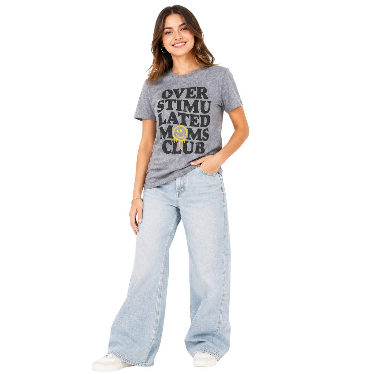 Grey - Lifestyle - AWD Womens-Ladies Overstimulated Moms Club T-Shirt