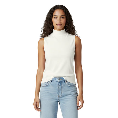 Cream - Side - Jack Wills Womens-Ladies Knitted Turtle Neck Tank Top