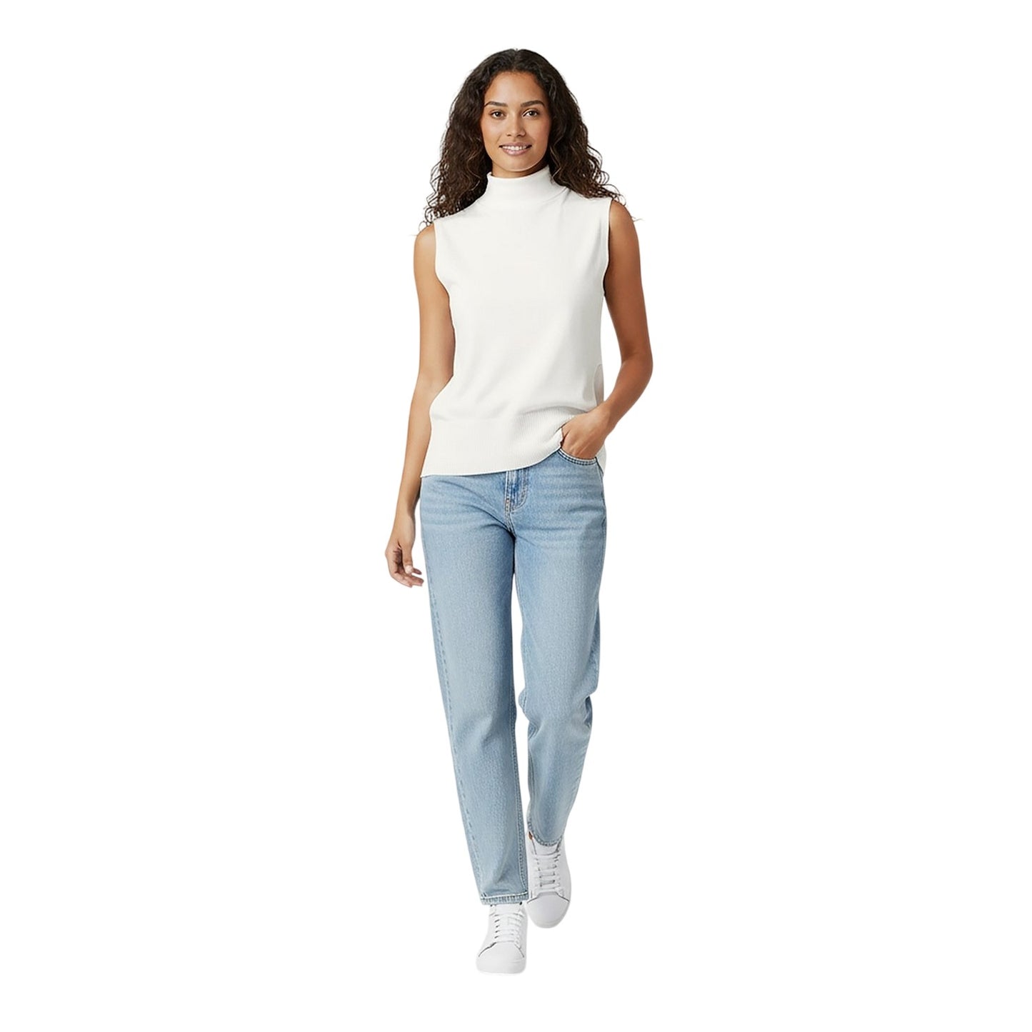 Cream - Lifestyle - Jack Wills Womens-Ladies Knitted Turtle Neck Tank Top
