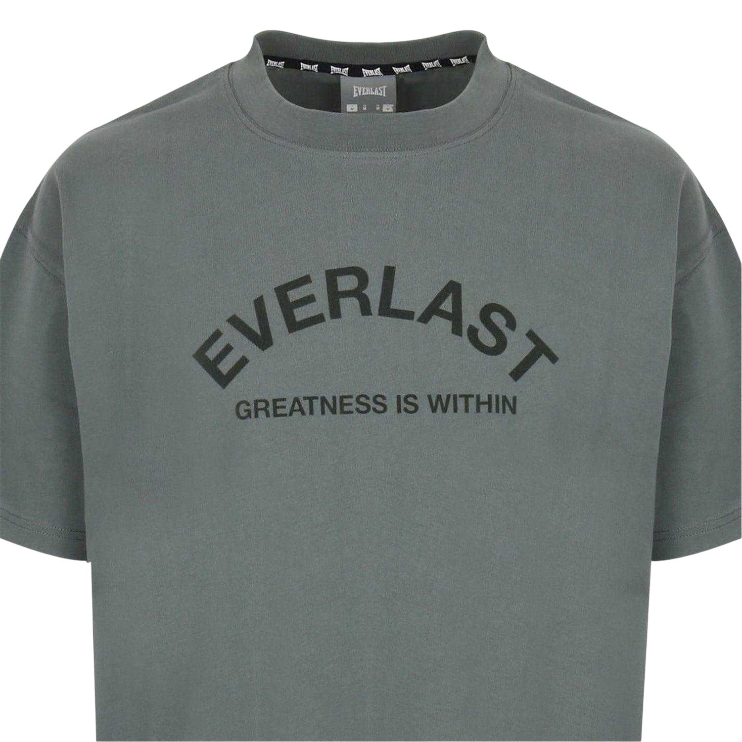 Grey - Side - Everlast Mens Flock Print Cotton T-Shirt