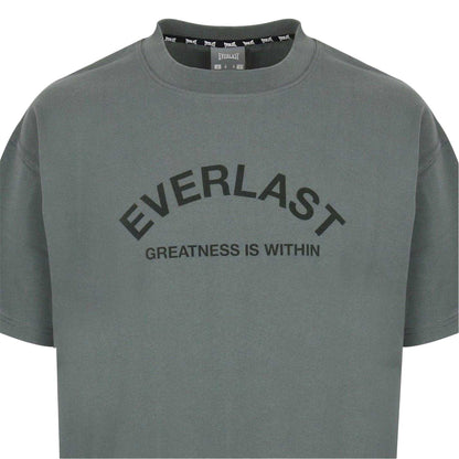 Grey - Side - Everlast Mens Flock Print Cotton T-Shirt