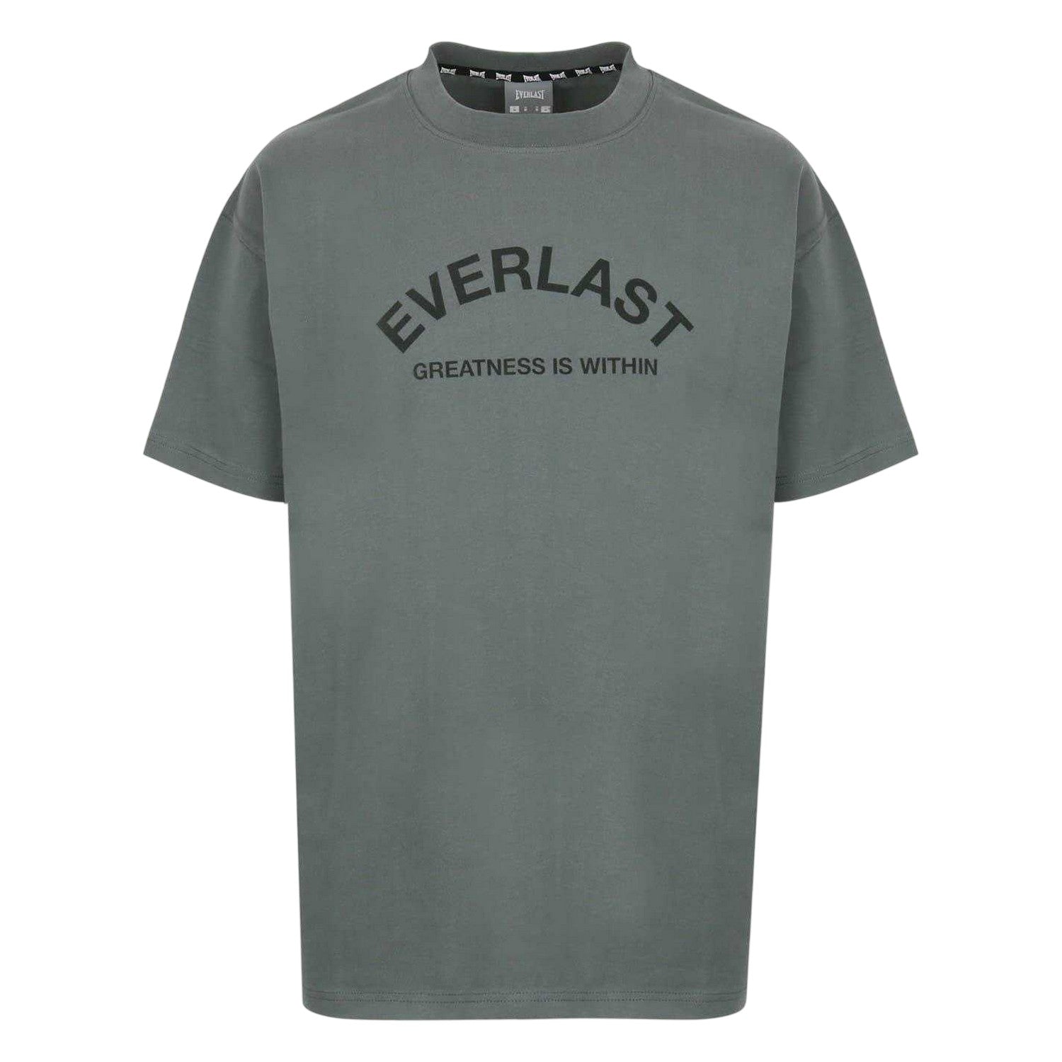 Grey - Front - Everlast Mens Flock Print Cotton T-Shirt