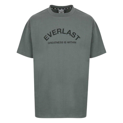 Grey - Front - Everlast Mens Flock Print Cotton T-Shirt