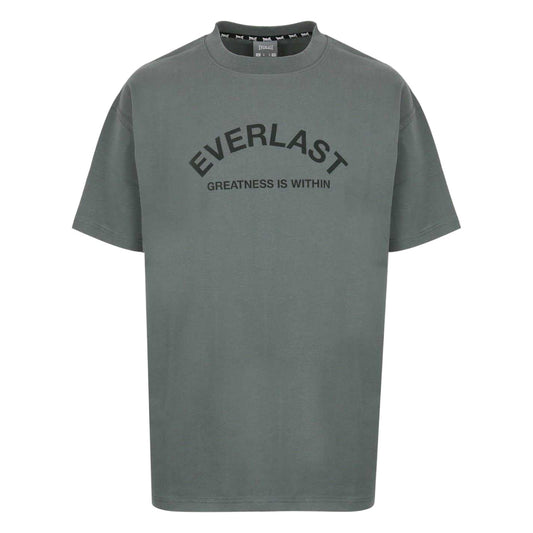 Grey - Front - Everlast Mens Flock Print Cotton T-Shirt