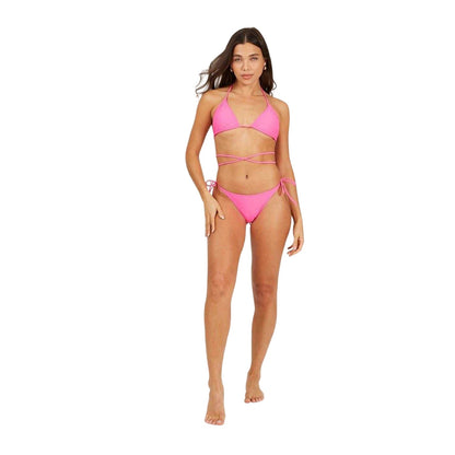 Neon Pink - Lifestyle - Brave Soul Womens-Ladies Wrap Tie Neck Bikini Top