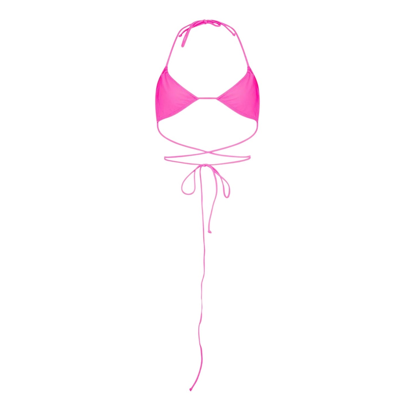 Neon Pink - Front - Brave Soul Womens-Ladies Wrap Tie Neck Bikini Top