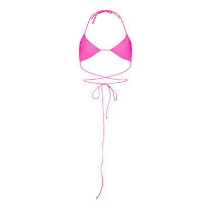 Neon Pink - Front - Brave Soul Womens-Ladies Wrap Tie Neck Bikini Top