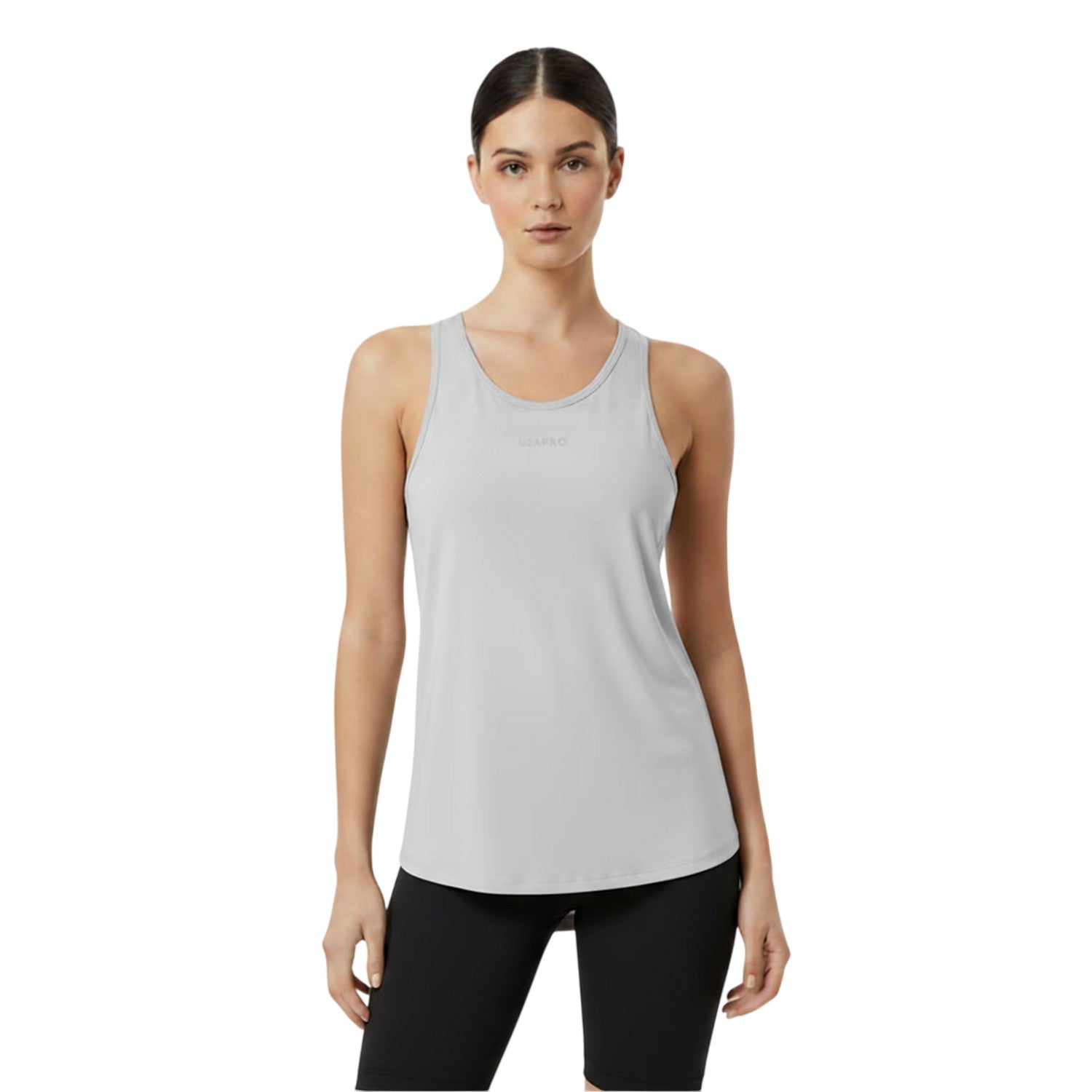 Grey Marl - Side - USA Womens-Ladies Racerback Tank Top