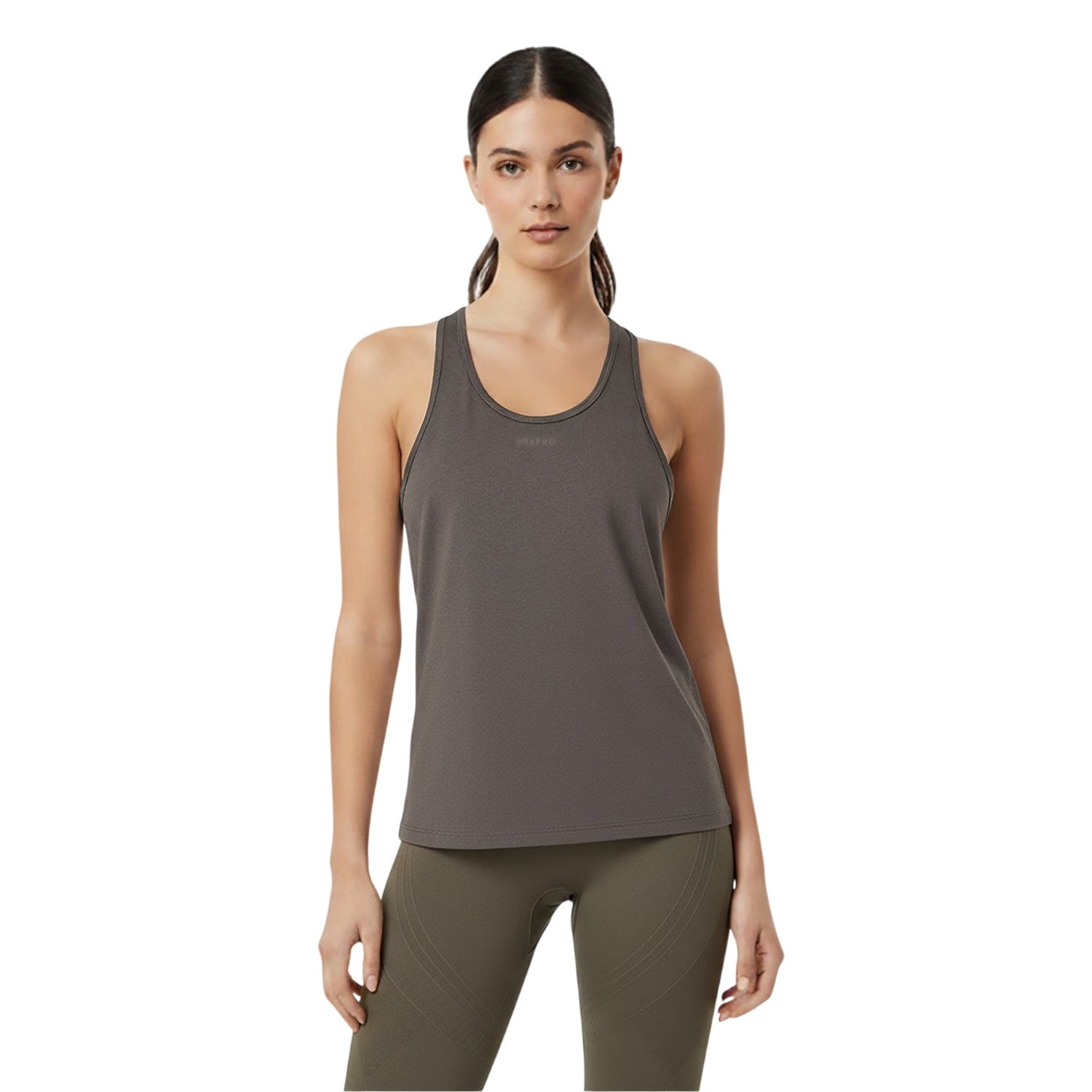 Ash - Side - USA Womens-Ladies Racerback Tank Top