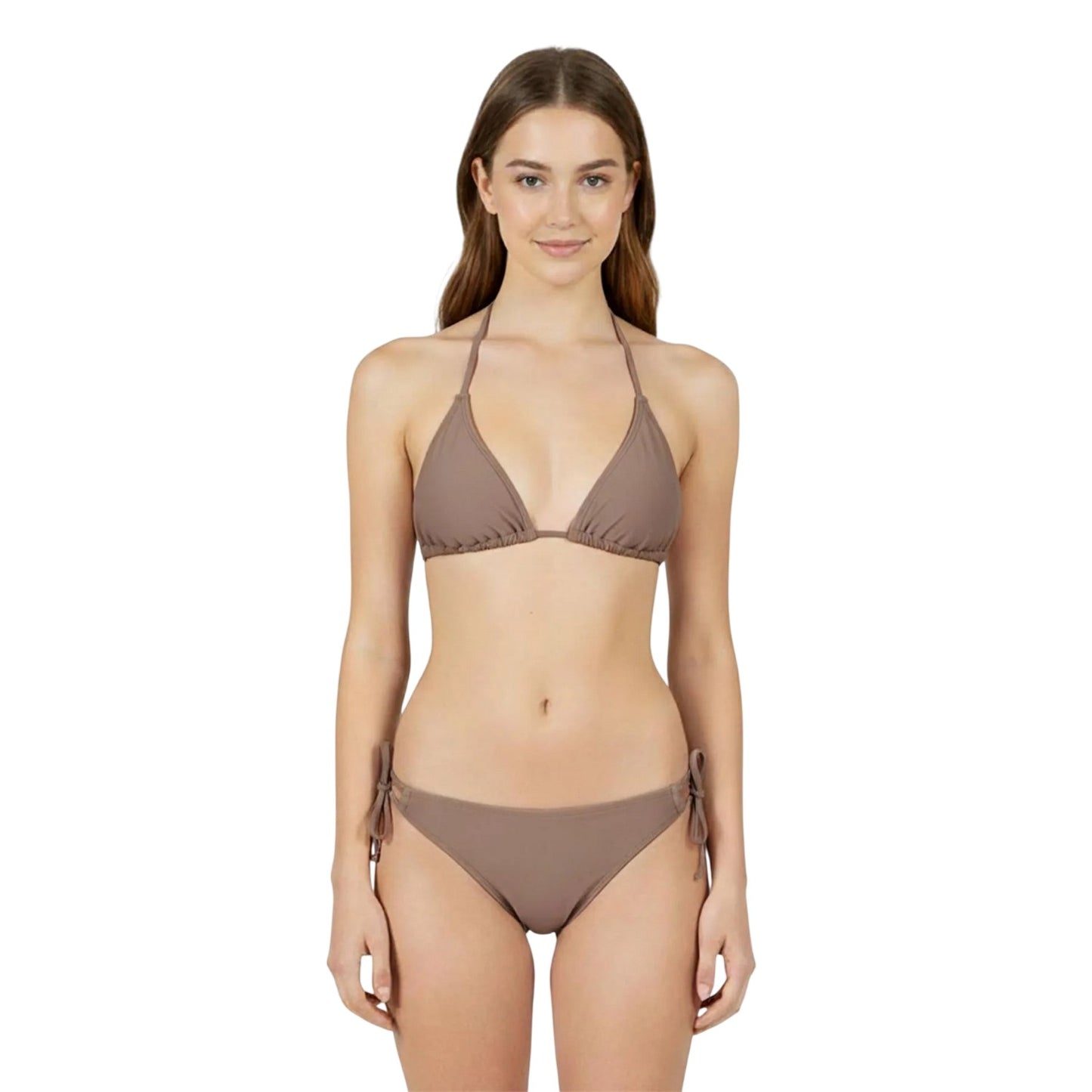 Mocha - Side - Jack Wills Womens-Ladies Ruched Bikini Top