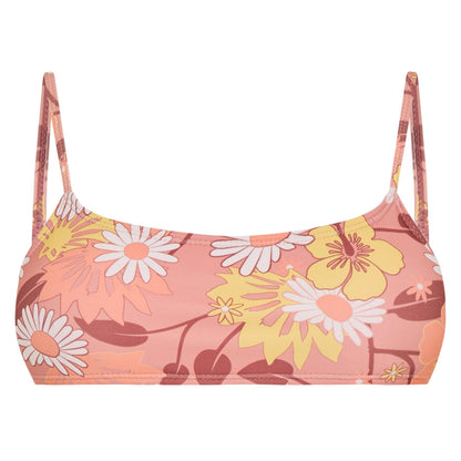 Tan - Front - Brave Soul Womens-Ladies Floral Square Neck Bikini Top