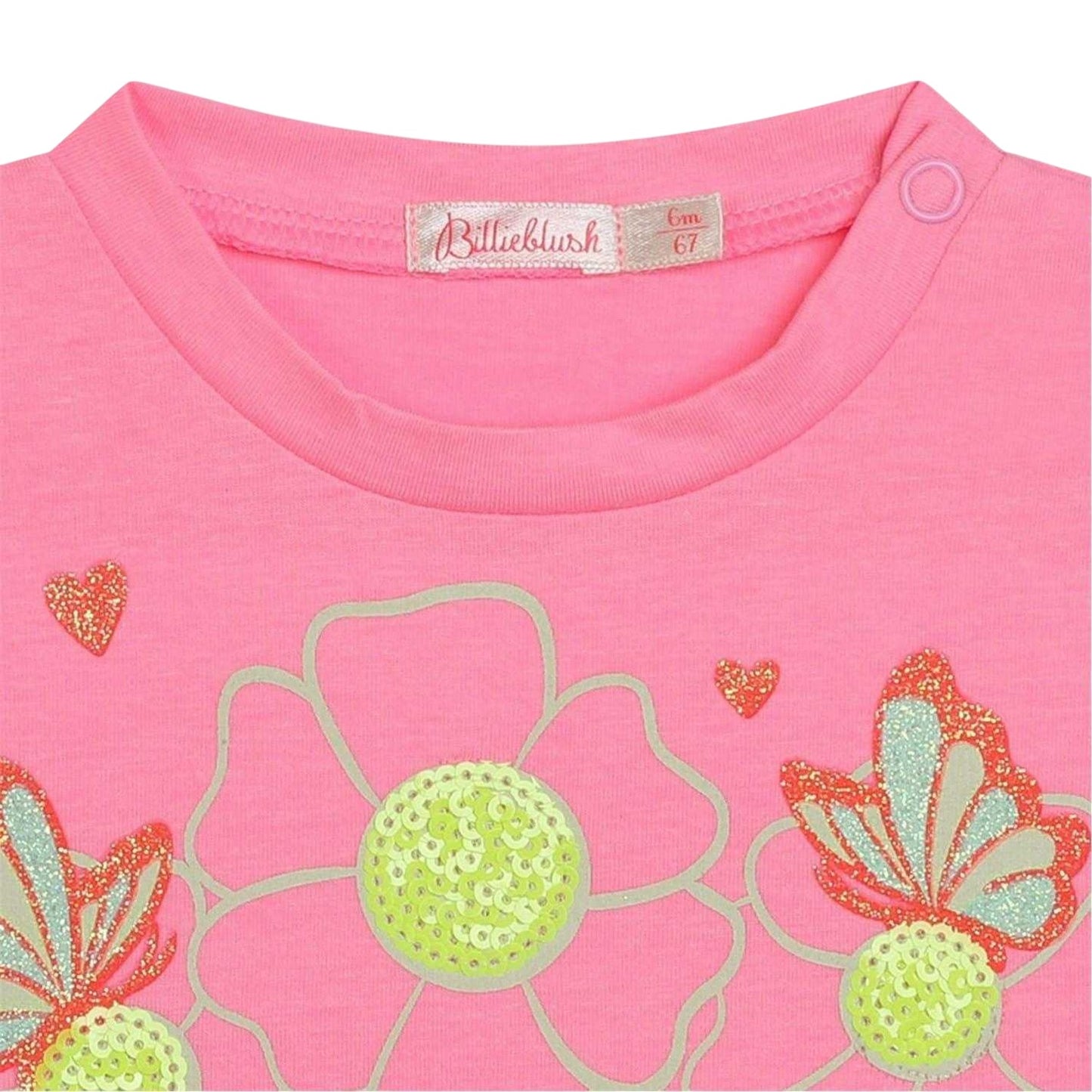 Pink - Side - Billieblush Baby Girls Flowers Crew Neck T-Shirt