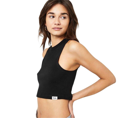 Black - Side - Lonsdale Womens-Ladies Essential Cropped Tank Top